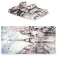 thumbnail image 2 of GZHJMY Chic Beautiful Paris Street View Eiffel Tower Painting Soft Luxury Decorative Set of 3 Towels, 1 Bath Towel+1 Hand Towel+1 Washcloth, Multipurpose for Bathroom, Hotel, Gym, Spa and Kitchen, 2 of 5