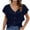 Navy, variant on Blouses for Women Dressy Casual Double Layered Ruffle Tops Button down V Neck Shirts Loose Fitting