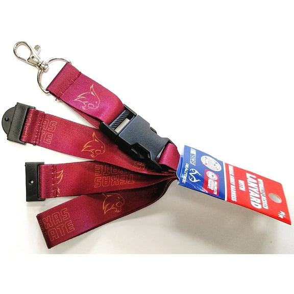 Texas State Bobcats RR Deluxe 2-Sided Lanyard Breakaway Clip w/J-Hook Keychain University of