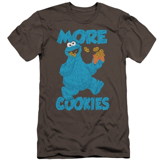 Sesame Street More Cookies Premium Canvas Adult Slim Fit 30/1 T-Shirt Charcoal