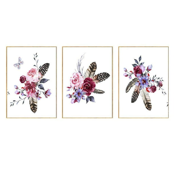 Matsuzay Cuadro decorativo lienzo práctico delicado flor y cuero juego de póster para habitación Decoración del hogar Matsuzay HA014428-00