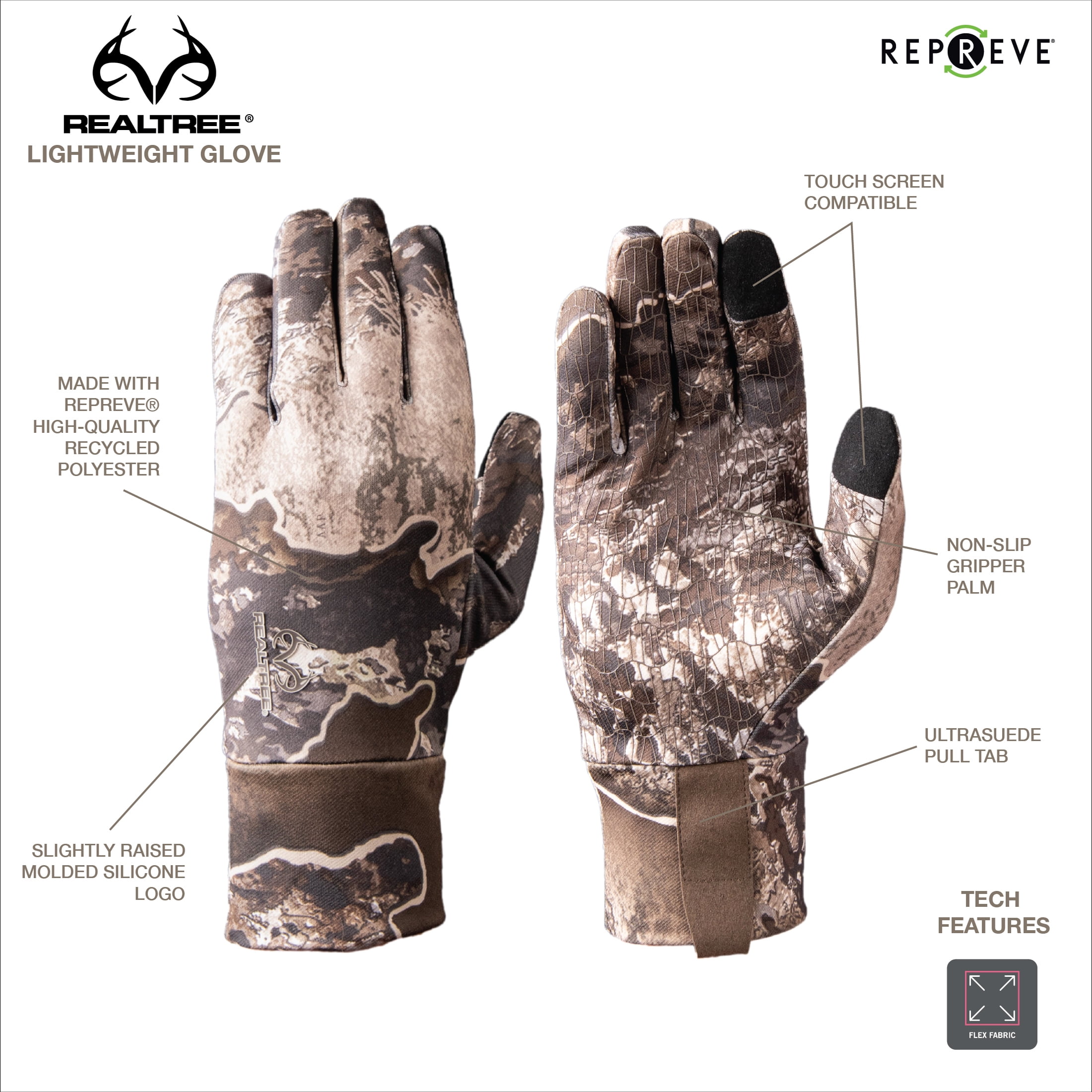 Realtree Excape Men's Lightweight Hunting Touchscreen Gloves