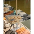 thumbnail image 2 of nqOlkjepod Burnt Orange Grey Black Flower Outdoor Tablecloth with Umbrella Hole & Zipper, Spring Floral Botanical Square Table Cover 60x60 Inch, Dining Waterproof Table Cloth Protector for Patio, 2 of 7