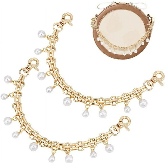 Purse Extender 2pcs 9.8 Inch Decorative Bag Strap Golden Alloy Bag Chain Pearl Chain Charms Replacement Handle Bag Chain Bag Charm Purse Charm DIY