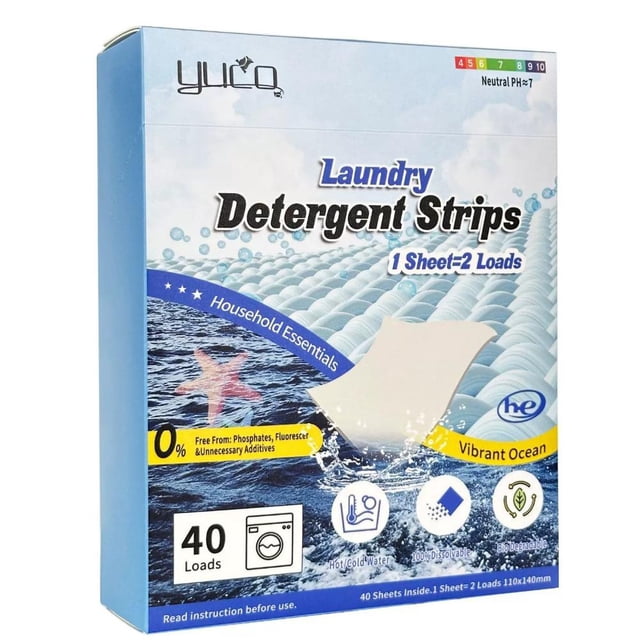 Lightweight Laundry Sheets (40 Pcs) - Concentrated Laundry Tablets with Advanced Surfactants & Enzymes, Plant-Based Stain-Free Cleaning for HE Washers, Lavender Scent, Plastic-Free Packaging