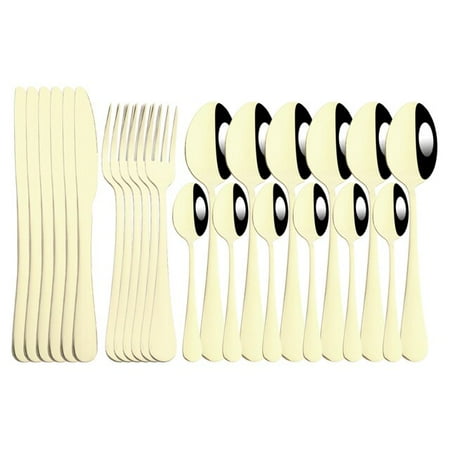 

dosili Rainbow Tableware Set Stainless Steel 24pcs Dinnerware Home Knife Fork Coffee Spoon Western Flatware Cutlery Set With Rack Set