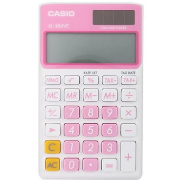 Casio 8-Digit Display Solar Wallet Calculator, Pink