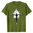thumbnail image 3 of Ceisia Men's Easter Cross Print Loose Soft Breathable Short Sleeve Round Neck Casual T-Shirt Army Green Gifts for Father 2X, 3 of 5