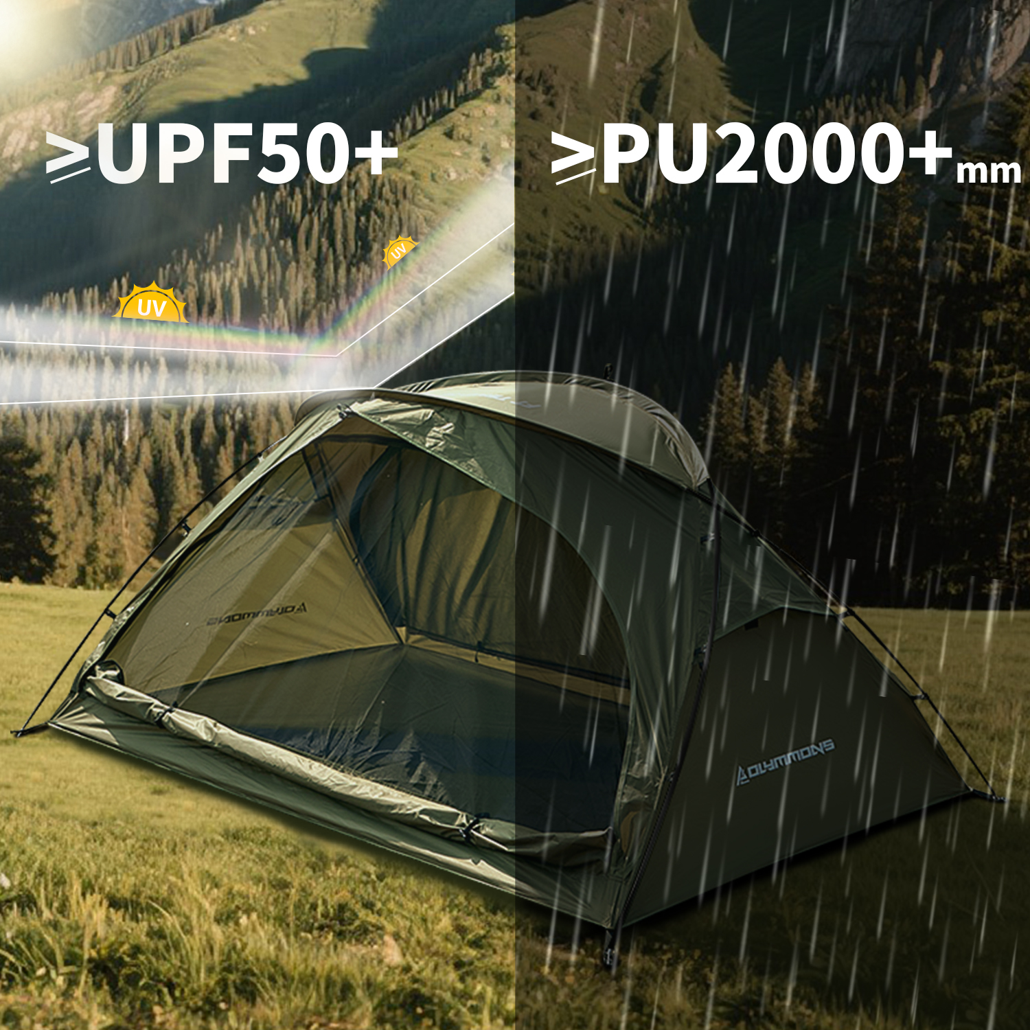 Camping Tent 1 to 2 Person, Backpacking Tent Waterproof & Windproof, Ultralight Instant Tent for Camping, Hiking, Outdoor,Lightweight for Adults Kids Scouts Easy Setup