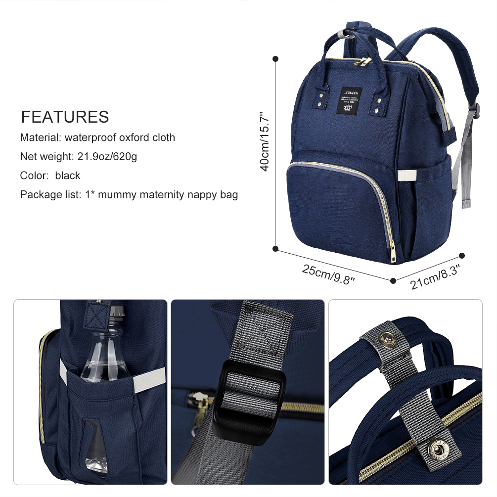 Large Capacity Diaper Bag, Mummy Maternity Nappy Bag Multifunctional Diaper Backpack Travel Backpack, Mom Dad Travel Rucksack for baby care, Dark Blue - image 5 of 10