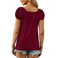 thumbnail image 5 of Timegard Womens Tops Summer Casual Drop Shoulder Ruched Short Sleeve Slim Comfy Solid Color Tops Tee, 5 of 8