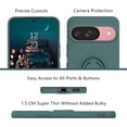 thumbnail image 2 of Compatible with Google Pixel 9 Case with Ring Kickstand Green, Google Pixel 9 Phone Case Silicone Liquid with Soft Microfiber Lining Slim Shockproof Protective Cover (Dark Green), 2 of 14