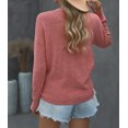 thumbnail image 4 of Women's Pink Deep V-neck Long Sleeve Knit Sweater, 4 of 9