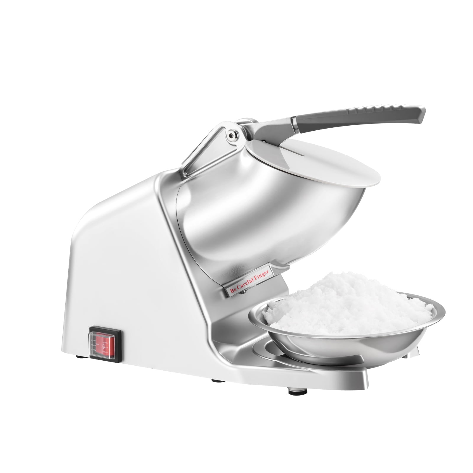 KFFKFF Electric Ice Crusher Machine, 286lbs Per Hour Snow Cone Maker with 4 Blades, Stainless Steel Shaved Ice Machine with Bowl and Cover, 300W 2000RPM Ice-Shaver for Home