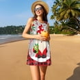 thumbnail image 3 of Picia Gnome And Buffalo Plaid Print Women’s Sleeveless Midi Swing Dress – A-Line Pleated Tank Sundress, Comfortable and Flowy T-Shirt Dress, 3 of 7