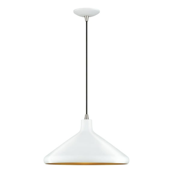 41179-03-Livex Lighting-Geneva - 1 Light Pendant-15 Inches Tall and 15.25 Inches Wide-White/Brushed Nickel Finish