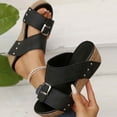 thumbnail image 6 of Slippers for Women,Slippers Comfortable Open Toe Sandals With Thick Sole For Casual Outdoor Relaxation Summer Style,Womens Slippers,Black,6.5, 6 of 9