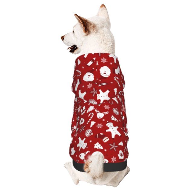 Fotbe Red Christmas Cheer. Sudadera con Estampado para Perros Pequeños – Suéter con Capucha para Mascotas, Tela Suave de Forro Polar con Bolsillo-X-Large