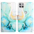 thumbnail image 2 of for Motorola One 5G Ace PU Leather Wallet case, Marble Pattern Credit Card Holder,Flip Folio Book Kickstand Cover Women Men with Long + Short Strap for Motorola One 5G Ace 6.7 inch (Green/White), 2 of 7