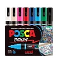 thumbnail image 1 of uni® POSCA PC-5BR Water-BasedPaint Markers, Reversible Brush Tip (1.0-4.0mm), Assorted Colors, 8 pack, 1 of 6