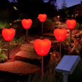 thumbnail image 2 of Paquete de 6 luces solares de corazón rojo para el día de San Valentín, decoración en forma de corazón impermeable para exteriores para jardín, camino, parterre, cementerio, porche, camino de entrada,, 2 of 5