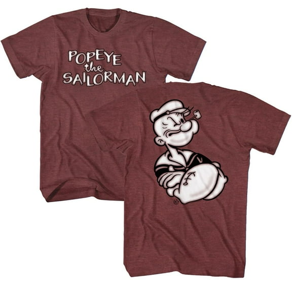 Popeye Two Sided Arms Crossed Vintage Maroon Heather Adult T-Shirt