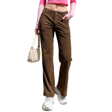 Women?s Corduroy Pants Straight Leg Cargo Pants Mid Waist Vintage ...