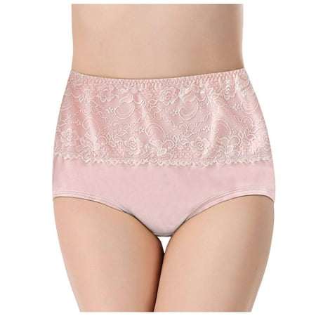 Kopltyrfg Sexy Lace Underwear for Women  Solid Color Seamless Panty  High Waist Stretch Panties  Ladies Full Coverage Briefs Pink XL