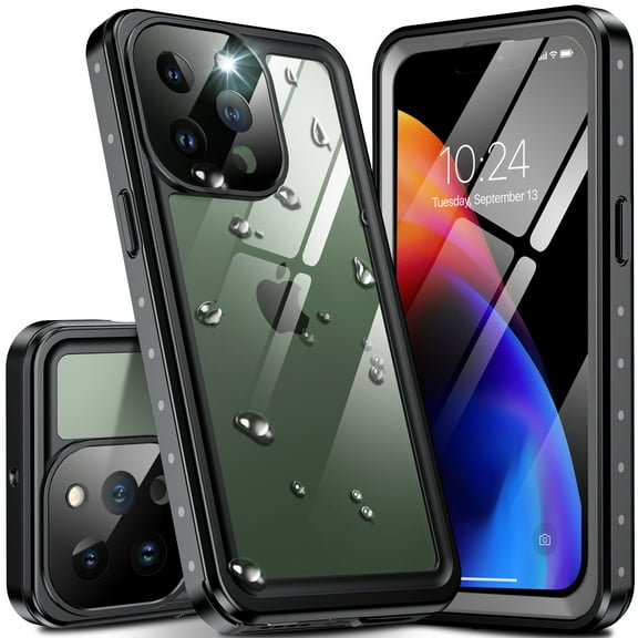 ANTSHARE for iPhone 13 Pro Case,Built-in Screen Protector,IP68 Waterproof Full-Body Heavy Duty Case for iPhone 13 Pro-Black