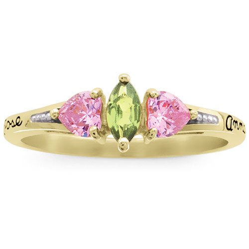 Keepsake Personalized Heart's Embrace Mother's Birthstone Ring available in 10kt Gold and 14kt Gold