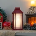 thumbnail image 2 of 13.4 inch Red Christmas Lantern with 6 Hour Timer & Flickering Flame,Decorative Lantern,Christmas Decor, 2 of 9