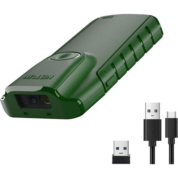 NETUM Bluetooth 1D Barcode Scanner, 3-in-1 Wireless Portable CCD Bar Code Reader Back Clip Work with Tablet iOS Android PC - E740(Green)