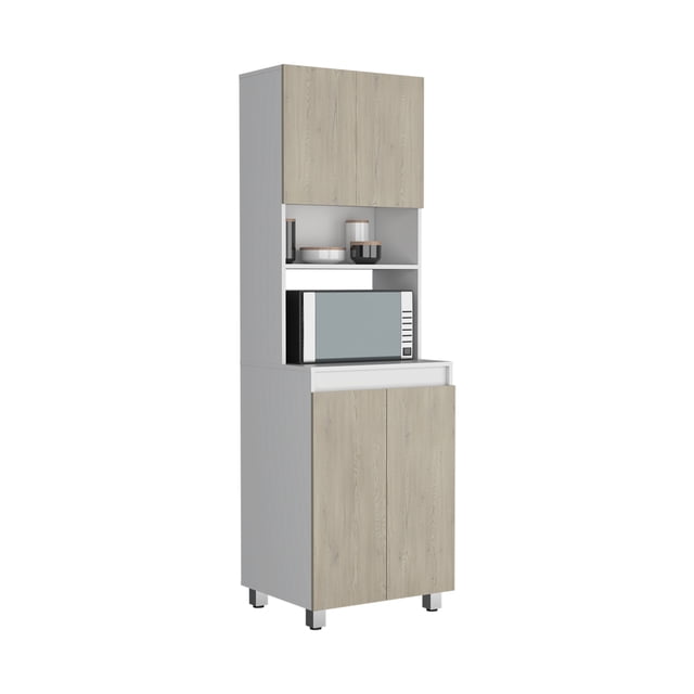 Módulo Microondas Vimo Café Claro y Blanco Virtual Muebles