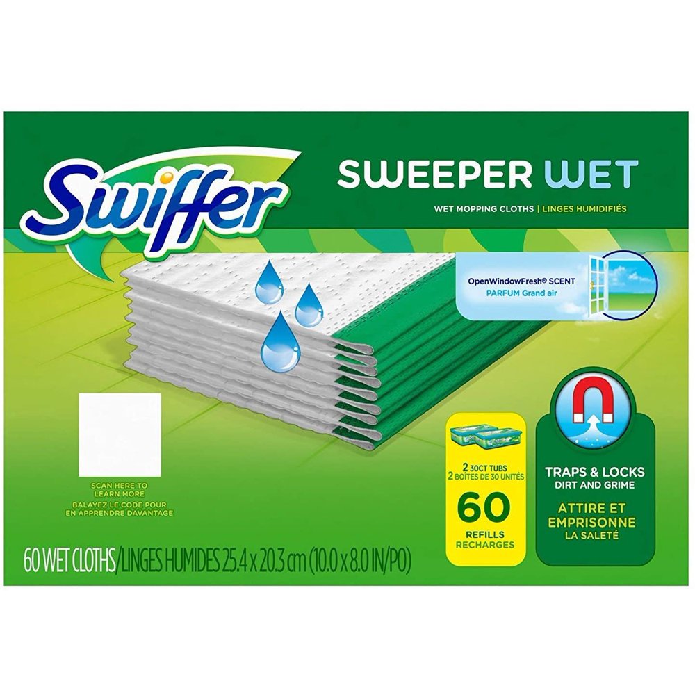 Swiffer Sweeper Wet Mopping Cloth Refill, Mega Value Case (60 count