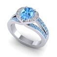 thumbnail image 2 of Diamond-Capitals 2.35 Carat Stunning Oval Cut Blue Topaz Gemstone Bridal Ring for Women 14K White Gold Size 6, 2 of 8