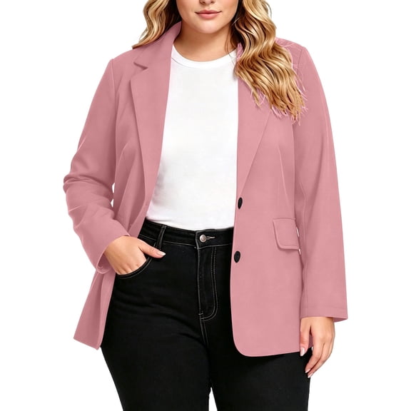 cocolona Plus Size Blazers for Curvy Women Open Front Long Sleeve Work Office Suit Jackets
