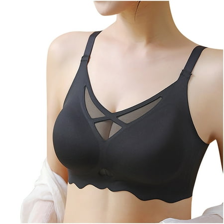 

REORIAFEE Women s Bra Bralette Everyday Bra Seamless Underwear No Steel Ring Droop Bra Black M