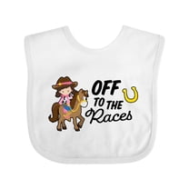 Inktastic Off to the Races with Cowgirl on Horse Girls Baby Bib