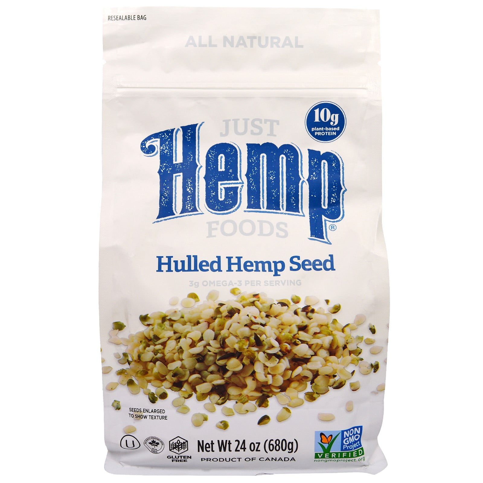 Just Hemp Foods, Hulled Hemp Seeds, 24 oz (pack of 4)
