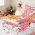 thumbnail image 5 of Manfei Gingerbread Zipper Twin Comforter Sets with Fitted Sheet and 2 Pillowcases Christmas Zipper Bedding Set, Gray Green, Xmas Reversible, 5 of 7