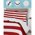 thumbnail image 4 of Quilts Twin Size, Red Stripes Soft Comforter Bedding Set for Bed, Simple Red White Texture Lightweight Quilted Bedspread with Pillow Cover(2 Pieces) for All Season, 68x86 Inch, 4 of 6