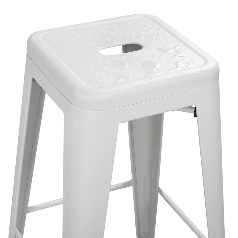 Yaheetech 4pcs 30'' Metal Bar Stools Vintage Counter Bar Stool Stackable Chairs White