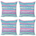 thumbnail image 1 of Ambesonne Tribal Throw Pillow Cover 4 Pack, Watercolor Aztec Stripes, 18", Blue Pink Cream, 1 of 2