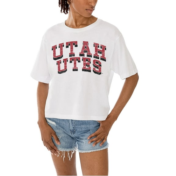 Women's Gameday Couture White Utah Utes Claim To Fame Boxy Cropped T-Shirt