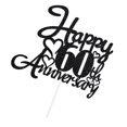 thumbnail image 3 of Decoraciones para tartas KELTORA Black Glitter, feliz 60 aniversario, 3 of 9