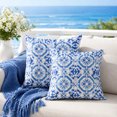 thumbnail image 3 of HONEY HOME 18 in x 18 in Modern Outdoor Blue Grid Throw Pillows, WaterProof Removable Cover (2 Count), 3 of 7