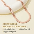 thumbnail image 6 of FindChic Herringbone Necklace for Women Rose Gold Plated Chokers 5mm Flat Snake Chain Birthday Mothers Day Jewelry Gifts Her Mom Wife Lady Female Adults Age Ideas, 18inch, 6 of 9