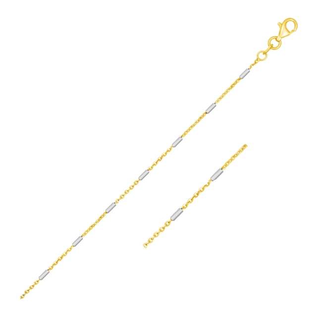 Bar Links Pendant Chain in 14k Two Tone Gold (1.4mm) 20 in