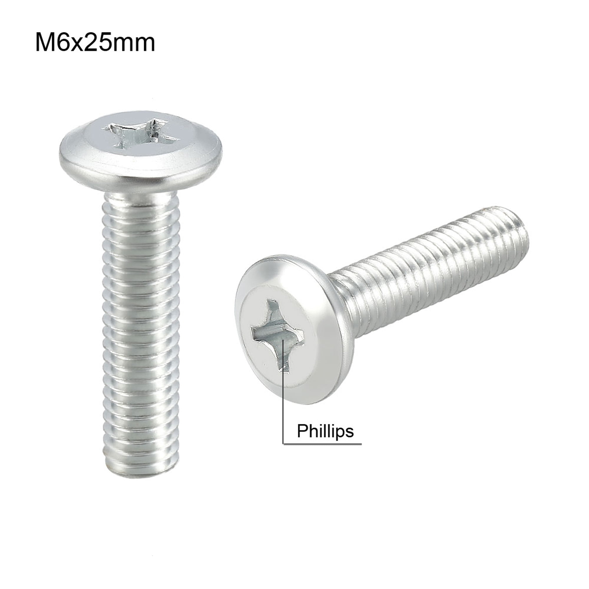 Details about   M8x25mm Phillips Head Machine Screws Zinc Plated Cross Screw Full Thread 10Pcs