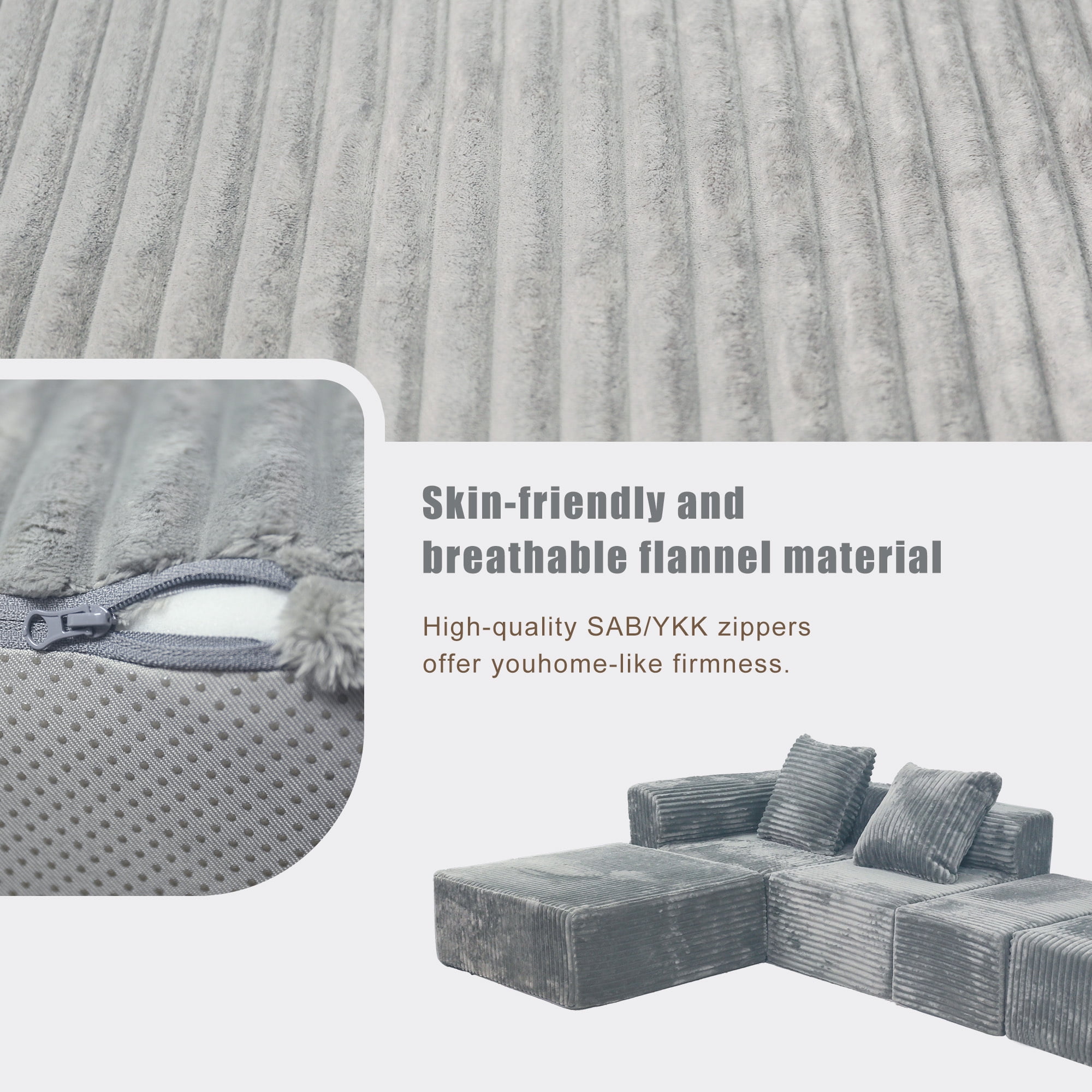Leumius 118" Modular Sectional Sofa,Cloud L-Shape Sofa Couch with Deep Seat,Modern Modular Sectional Couch with Left Facing Chaise,Upholstered Boneless Couches for Living Room Bedroom,Light Gray